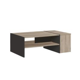 Mesa de centro YORI Bar - Estilo industrial - Decoración de roble negro - L 110 x P 60 x H 36 cm