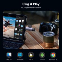 Ugreen 50706 Lector de tarjetas USB 3.0 y USB-C 2 en 1 para SD/Micro SD de hasta 5Gbps Color Plata