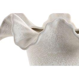 DKD Home Decor Jarrón Shabby Chic Blanco de Cerámica Ondulado 30 x 30 x 18 cm