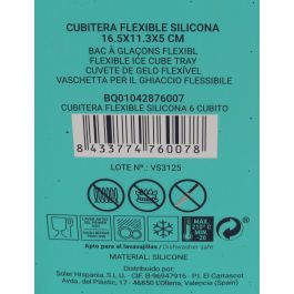 Cubitera Flexible de Silicona para 6 Cubitos - Quttin (24 Unidades) Cubitera Flexible de Silicona para 6 Cubitos - Quttin (24 Unidades)