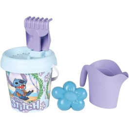 Smoby Set Completo de Playa Stitch 7600862185 con Cubo, Pala, Rastrillo, Tamiz, Regadera y Molde para Niños +18 Meses