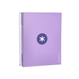 Cuaderno Espiral A4 Micro Antartik Tapa Forrada 120H 90 gr Cuadro 5 mm 5 Bandas 4 Taladros Color Lavanda