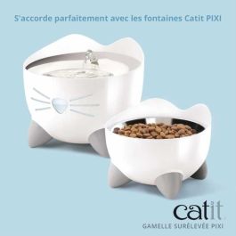 Cat It CAT0022517438817 Comedero Elevado para Gatos PIXI, 200 ml, Cuencos Extraíbles Acero Inoxidable, Blanco