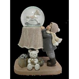 DKD Home Decor Figura Navidad Tradicional Resina Gris Rojo - Decoración Navideña Ancho 12.5, Largo 9.5, Alto 16 cm (2 Unidades)