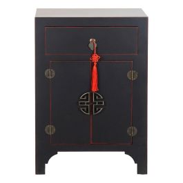 Mesita De Noche Oriental DKD Home Decor Negro Rojo 34 x 66 x 45 cm