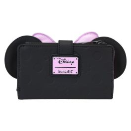 Loungefly Cartera Minnie Disney Rock the Dots Floral Piel Vegana 17,15x2,54x9,53cm con 7 Ranuras para Tarjetas y Ventana ID