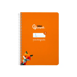 Liderpapel Cuaderno Pautaguía A5 Tapa Dura 80 Hojas 90gr Cuadro Pautado 5mm Naranja