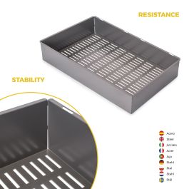 Emuca Kit de cajón metálico y bastidor regulable Quartz para armarios, guías de cierre suave y extracción total, Módulo 80cm, Acabado Titanio