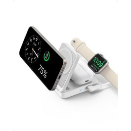 Anker B2557321 Ladestation MagGo 3 en 1, Cargador Inalámbrico Rápido 15W para Auriculares, Smartphone, Smartwatch, Blanco