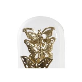 DKD Home Decor Artículo Decorativo Estilo Glam con Mariposas de Cristal y Metal Dorado Negro 32.5 cm Alto