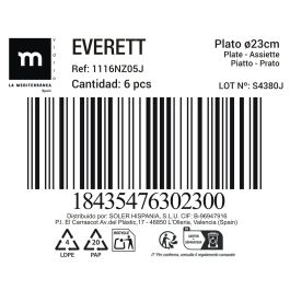 La Mediterranea Plato Hondo Opal Everett 23 cm (36 Unidades)
