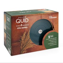 Quid Vajilla Cerámica Zafiro Vita 18 Piezas - 6 Personas Azul Brillo Apto Microondas Lavavajillas