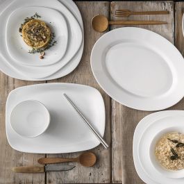 Bormioli Rocco Parma Fuente Rectangular de Vidrio Templado Extra Resistente, Blanco, 20x28 cm