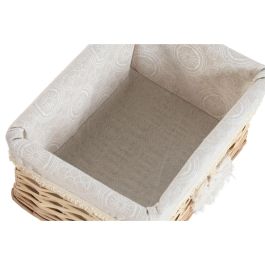 DKD Home Decor Cesta de Ropa Boho Natural 35 x 55 x 47 cm - Set de 5 Cestas de Mimbre y Poliéster