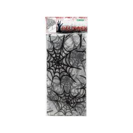 Mantel Blanco Con Diseño De Telarañas Negro 135x250 cm