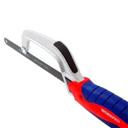 Workpro Mini Sierra de Arco de Aluminio 250 mm, Mango Ergonómico de Goma, Hoja Bimetálica 24 tpi