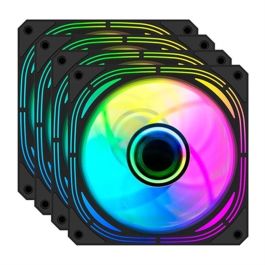 Coolbox Kit de 4 Ventiladores para Caja PC Infinity Pro ARGB 120mm, 1200 RPM, Rodamiento Hidráulico, Baja Sonoridad