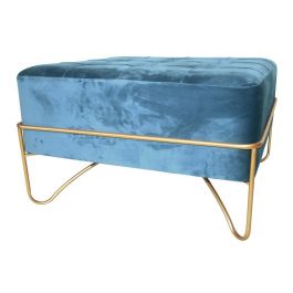 Descalzadora Glam DKD Home Decor Azul Dorado 80 x 42 x 80 cm