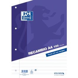 Oxford Recambio Classic 100H A4 Sueltas Pauta 3,5 mm C-Margen 4 Taladros - Papel OptikPaper, 100 Hojas A4, Rayado Contínuo, 4 Taladros Precio: 3.50000002. SKU: B1GQ73V34Z