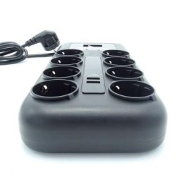 CyberPower P0820SUF0-DE Regleta Supresor de Picos, 8 Tomas Schuko con Interruptor, 2 USB Carga, Cable 1.8m, Negro CyberPower P0820SUF0-DE Regleta Supresor de Picos, 8 Tomas Schuko con Interruptor, 2 USB Carga, Cable 1.8m, Negro