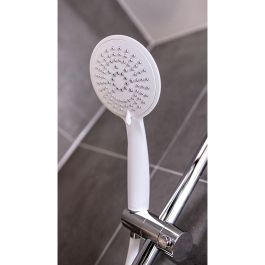 Wenko Mango de ducha Young 11cm Blanco 23942100 Cabezal de ducha con 5 funciones, fácil limpieza de cal, conexión universal ½"