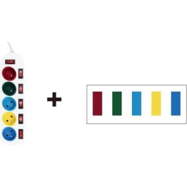GAO AUC1708617673088 Regleta de enchufes, 5 tomas, con interruptores, 16A, 230V