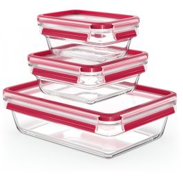 Emsa Clip & Close Glas Frischhaltedosen-Set, 3 piezas, Vidrio, Hermético, Transparente/Rojo Precio: 49.69000036. SKU: B13W48XMKJ