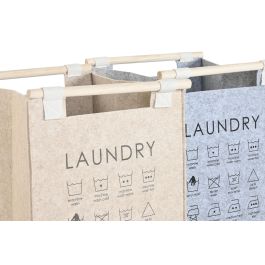 DKD Home Decor Cesta Ropa Básicos Fieltro Beige Gris 37x52x37 cm (4 Unidades)