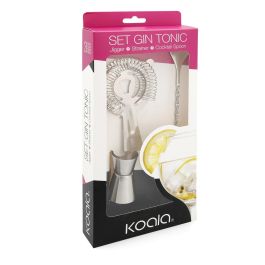 Set 3 Piezas Gin Tonic Acero Inoxidable Mi Bar Koala 27 cm - 19x10x2 cm - 2 Y 4 cL