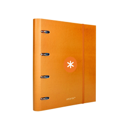Antartik Carpeta con recambio A4 cuadro 5mm forrada 4 anillas 40mm redondas con solapa color mostaza