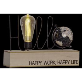 DKD Home Decor Decoración Luminosa Negro Natural 2 Unidades 8 x 21 x 30 cm