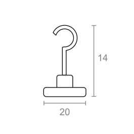 Micel Imán neodimio gancho IM32 níquel 20 x 14 mm con gancho métrica 4
