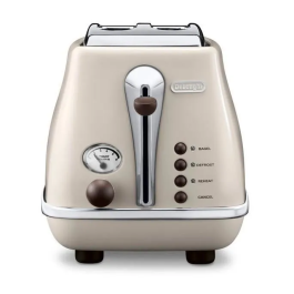 Delonghi Tostadora Icona Vintage CTOV 2103.BG, 900W, 2 rebanadas, 6 posiciones de dorado, funciones descongelación y cancelación, color beige y chocolate