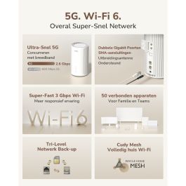Router Cudy P2 Blanco RJ45 x 1 Wi-Fi 5 GHz Wi-Fi 6 GHz Wi-Fi 4