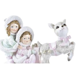 DKD Home Decor Figura Decorativa Navidad Fantasía Trineo, Resina Rosa y Blanco, Ancho 16.5cm x Largo 7.5cm x Alto 12cm DKD Home Decor Figura Decorativa Navidad Fantasía Trineo, Resina Rosa y Blanco, Ancho 16.5cm x Largo 7.5cm x Alto 12cm