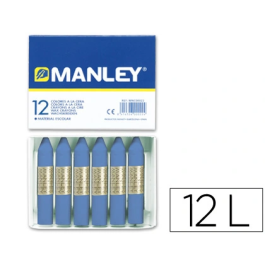Manley Estuche De 12 Ceras 60 mm 18 Azul Ultramar