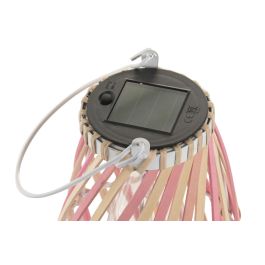 DKD Home Decor Lampara Solar Terraza Jardin Bambu Led Natural Rosa Blanco 36x20x20 cm Set 3