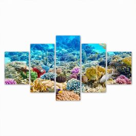 DKD Home Decor Cuadro de Lienzo Mediterráneo Oceano con Marco de Pino, Azul Multicolor, Set de 5 Paneles, 150x80 cm Precio: 58.71162. SKU: B1H4QZ5WSD