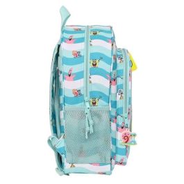 Mochila Escolar Spongebob Stay positive Azul Blanco 32 x 38 x 12 cm