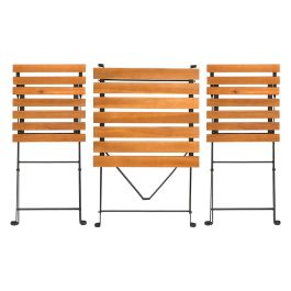 Ibergarden Set 3 Pcs Mesa y 2 Sillas Madera Oscura Acacia Patas Metal 55x53x71cm