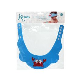 KioKids Visera Antilágrimas Baño para Bebé Cangrejo, Protección Impermeable de Ojos y Orejas, Material EVA Azul, Ajustable +9 meses