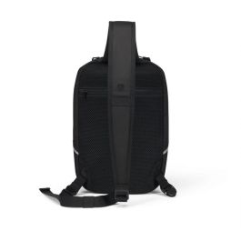 Dicota P20471-15 Sling Bag Reflective Negra, Mochila Senderismo 12.9", Resistente Agua, Elementos Reflectantes, PET Reciclado