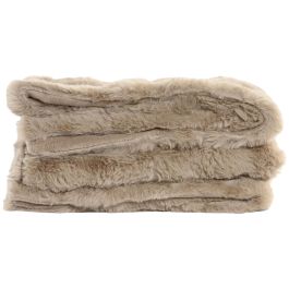 DKD Home Decor Manta de Tacto Suave Rabit Fur April 25 A para Sofá, Estilo Urban Beige, Poliéster 830 gsm, 170 x 130 cm (2 Unidades)