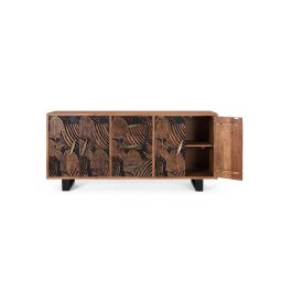 Giner y Colomer Aparador de Madera de Acacia y Metal 175x45x81 cm 4 Puertas 3 Cajones