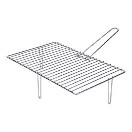 Sauvic Parrilla cincada de 3 patas para chimeneas, hierro zincado, 46,6x28cm, mango extraíble, patas 12cm