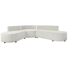 DKD Home Decor Sofá Moderno Modular de Poliéster y Madera, Blanco Roto 250x241x66 cm, Asiento 40 cm