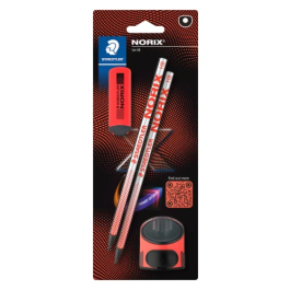 Blister con 2 Lápices de Grafito Norix Hb, Afilalápices y Goma Rojo Staedtler 181 Sbk2-2 Precio: 8.6273. SKU: B1GS7X684H
