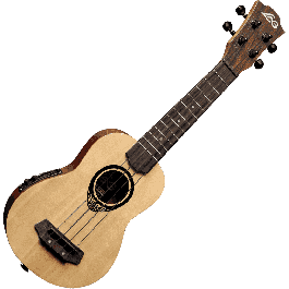 LAG Ukelele Tiki Uku Baby Soprano Electro-Acústico Slim con Tapa de Picea Maciza y Funda Incluida