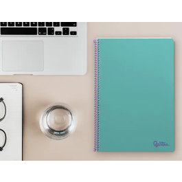 Liderpapel Cuaderno Espiral Smart A4 Tapa Blanda 80 Hojas 75gr Cuadro 4mm con Margen Color Turquesa