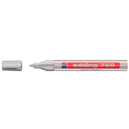 Edding Rotulador 750 Punta Fibra Plata Punta Redonda 2-4 mm Marcador Permanente Opaco
